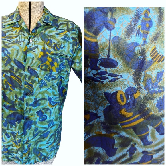Vintage rare Hawaiian style shirt with Inuit design northern Canada - Picture 1 of 10